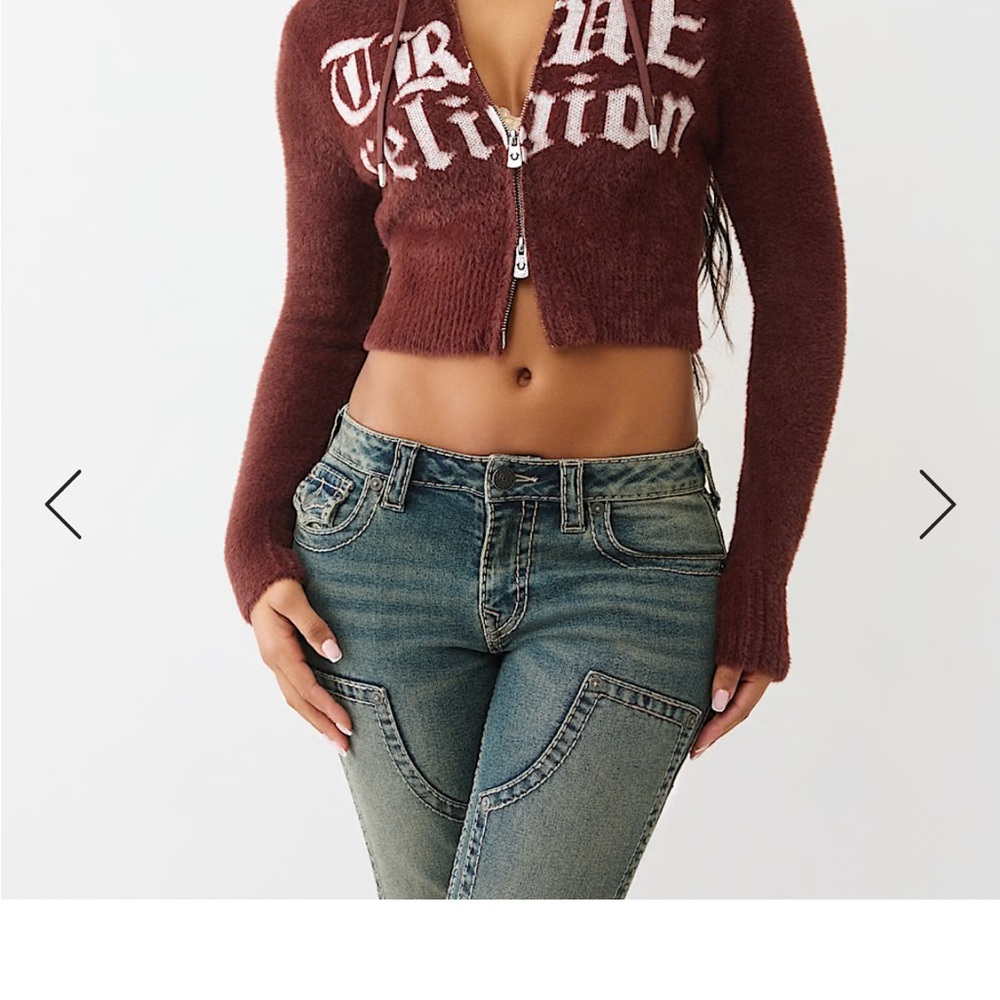 True Religion Chocolate Brown Cropped Hoodie